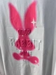 Футболка женская YIGOU 17 надпись рисунок кролик RABBIT оверсайз удлиненная one size белая - изображение 3