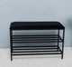 Подставка для обуви 80*32*52 см черная с черным каркасом, велюровая подставка для обуви на 2 полочки не прошита - изображение 1
