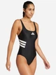 Купальник слитный женский Adidas 3S Uback Suit JH3391 40 Black/White (4067901796834) - изображение 6