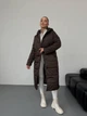Жіноче зимове пальто з капюшоном K&ML 46 XL ( 50 ) Коричневий ( 46 - 02) - зображення 3