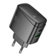 Мережевий зарядний пристрій HOCO CS63A Bright USB/Type-C 65W, 3A, чорний - зображення 1