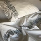 Комплект постільної білизни Cozy білий з вишитими сірими гілками Двоспальний 180*200 см простирадло на резинці - изображение 3