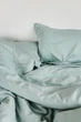Комплект постільної білизни Cozy м'ятний з вишитими гілками в тон (Сімейний 1) 150*200 см - 2 шт. простирадло на резинці 160*200*20 см - изображение 1