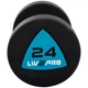 Гантели цельные профессиональные с полиуретановым покрытием LiveUp LP8002-24 2шт по 24кг черный-синий - изображение 2