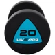Гантели цельные профессиональные с полиуретановым покрытием LiveUp LP8002-20 2шт по 20кг черный-синий - изображение 2