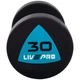 Гантели цельные профессиональные с полиуретановым покрытием LiveUp LP8002-30 2шт по 30кг черный-синий - изображение 2