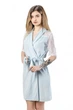 Халат женский велюровый с короткими кружевными рукавами Felisiya Lingerie Голубой 73/к-051 S (2000011131012) - изображение 5