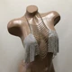 Жіночий вечірній топ «Goddess» кольчуга з ланцюжками на декольте блискучий топік S/M Сріблястий (100132) - зображення 6