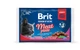 Корм влажний набір паучів Brit Premium Cat Meat Plate Chicken Turkey Beef Peas Chunks 100г*4шт 40мм - зображення 1