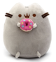 Плюшевая мягкая игрушка обнимашка кот Пушин кэт Pusheen cat с Пончиком в лапках 15х12 см Серый (II) 33719 - изображение 1