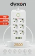 Сетевой фильтр-удлинитель DYXON 6+5 USB-A + USB-C (PD) Power switch 3 Meters White - изображение 2