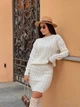Женский вязаный костюм с юбкой молочного цвета 30427 One Size - изображение 3