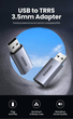 Звуковая карта Ugreen USB - 3.5мм minijack с поддержкой микрофона 24 біт/96 кГц TRRS Наружный Адаптер Стерео AUX 4-пиновый Серый - изображение 6