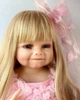 Вінілова лялька 55 см ручної роботи Reborn Baby Doll з живим великим очима та справжнім волоссям - зображення 7