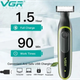 Електробритва-тример VGR V-017 для бороди та вусів (USB зарядка, 3 насадки) (52653) - зображення 2