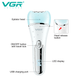 Эпилятор VGR 6 в 1 V-733, 12 насадок, IPX7, LED дисплей, голубой - изображение 3