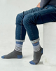 Носки с принтом полоски высокие бесшовные дышащие качественные ORGANIC cotton серые JILL ANTONY 39-41 арт. 31033 - изображение 1