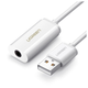 Звуковая карта USB AUX jack, TRRS (Mic & Ear), ALC4042 Ugreen Белая US206 - изображение 3