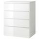 Комод MALM на 4 ящика IKEA 504.240.54 белый лак - изображение 1