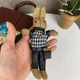 Детская мини сумочка на плечо с зайчиком Bear сумка для девочек с брелком коричневая клеточка (1082КЛ) - изображение 8