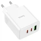 Мережевий зарядний пристрій Hoco C126A PD40W / 3A USB+2Type-C із швидкою зарядкою White - зображення 2