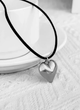 Чокер на шею с большим серебристым серцем замшевый черный Fashion Jewelry (SVS) - изображение 3