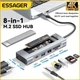 USB-хаб Essager 8 in 1 USB C HUB многофункциональный для ноутбука NVMЕ/SATA SSD Grey - изображение 1