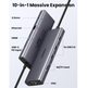 USB-хаб Ugreen CM498 USB3.1 Type-C to HDMI/VGA/USB 3.0х3/RJ45/SD/TF/PD/3.5мм TRRS 100W 10-in-1 Grey (15601) - зображення 3