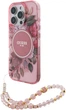 Etui Guess Hardcase IML Flowers With Pearl Strap MagSafe do Apple iPhone 16 Pro Max Pink (GUHMP16XHFWBRCESP) - obraz 2