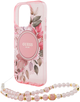 Панель Guess Hardcase IML Flowers With Pearl Strap MagSafe для Apple iPhone 16 Pro Max Pink (GUHMP16XHFWBRCESP) - зображення 5