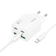 Мережевий зарядний пристрій HOCO N56 Fundador PD30W four-port (2C2A) + Type-C to Lightning (White) (209773) - зображення 2