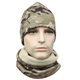 Комплект шапка-баф Lesko JY-139 Camouflage CP флісова - зображення 5