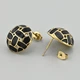 Сережки гвоздики Vintage 49009 розмір 17х11 мм чорна емаль вага 5.9 г сталь позолота 14К - зображення 2