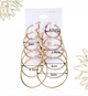 Набор серёжек 6 пар бижутерия кольца конго висячие Золотистые Fashion Jewelry 2,5 - 5 см (II) 20389 - изображение 4