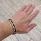 Серебряный мужской браслет с золотыми накладками и ониксом 20,5 см - изображение 4