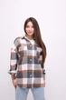 Рубашка женская Kraya теплая оверсайз в клеточку One size S-M коричневая - изображение 2