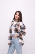 Рубашка женская Kraya теплая оверсайз в клеточку One size S-M коричневая - изображение 3