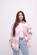 Рубашка женская Kraya оверсайз One size S-M в клеточку розовая - изображение 1