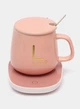Чашка керамическая с подогревом Lucky на платформе с крышкой и ложкой 380ml Pink - изображение 2