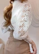 Блузка женская с кружевом однотонная Fashion Белая 14328 3XL (56) - изображение 5