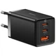 МЗП Baseus GaN5 Pro 65W (2 Type-C+USB) + Кабель Type-C to Type-C 100W (1m) black - изображение 3