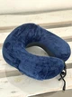 Дорожня подушка-рогалик Memory foam під шию з фіксатором - синій - изображение 3