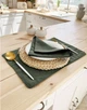 Льняной сервировочный коврик (ланчмат) TouchableLinen 2 шт 30x40 см Зеленый Текстильная подставка под тарелку - изображение 5