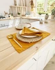 Льняной сервировочный коврик (ланчмат) TouchableLinen 2 шт 40x50 см Горчичный Подставка под тарелку - изображение 8