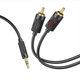 Аудиокабель HOCO UPA28 2RCA to Jack 3.5m, Black - изображение 1