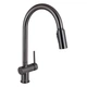 Смеситель для кухни Qtap Rozcesti с выдвижным изливом и подключением к осмосу Gunmetal Black PVD Графит - изображение 1