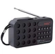 Радіоприймач цифровий з акумулятором та ремінцем Радіо FM LED-дисплей MP3-плеєр Bluetooth-колонка Black - зображення 1