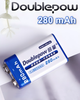 Батарейка акумуляторна Doublepow 6F22 крона Ni-Mh 9V 280 mАh - изображение 1