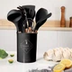 Силиконовый кухонный набор принадлежностей Kitchen & Dining 12 предметов (дерево+силикон) черный - изображение 1