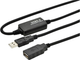 Kabel Digitus USB 2.0 wtyczka USB A do gniazdo A 15 m Black (4016032306450) - obraz 2